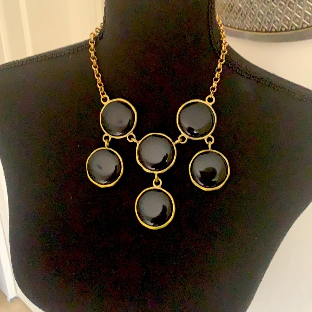 Kenneth lane matte gold and black necklace